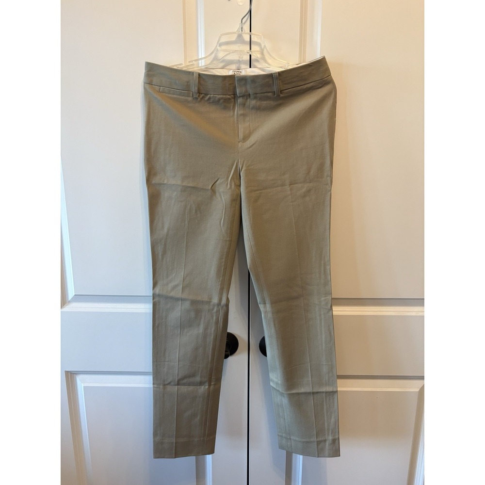 Crown & Ivy Cary Pants Khaki Beige Women's Stretch Straight Leg Size 6